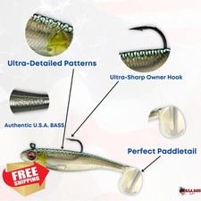 USA Bass Tackle Patriot Shad Swimbaits Pre Rigged Fishing Lure