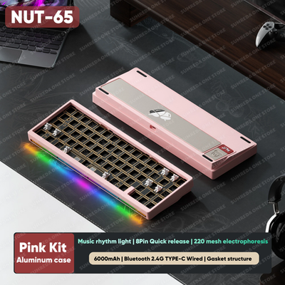 NUT65 アルミニウム製カスタムメカニカルキーボードキット NUT65 Mechanical Keyboard 65% Aluminum Gasket Mount 6000mAh RGB