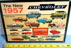 VINTAGE CHEVROLET "NEW BEAUTIFUL 1957 CHEVY'S 12" GAS OIL ADVERTISING SIGN METAL
