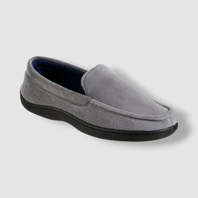 Isotoner Men's Gray Jared Moc-Toe Memory Foam Slippers Shoes Size 11-12