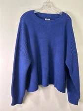 Duluth Trading Co XL Blue Knit Sweater Cotton Crewneck Relaxed Cozy Casual Work