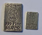 💥Rare Old School 5 + 1 gram A & M Fine Metals .999 Silver Bullion Bars💥