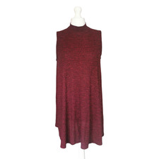 New Look Dress 22 Burgundy Sleeveless Plus Size Ribbed Knit A-Line Tunic