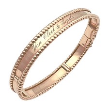Van Cleef Arpels 18k Rose Gold Perl e Oval Signature Bangle Bracelet