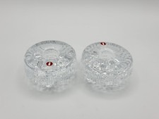 Vtg Scandinavian Crystal Iittala Candle Holders Set of 2 Finland Clear