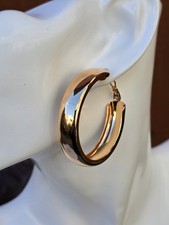 Rose Gold Plated Large Chunky Gypsy Creole Hoop Earrings 40mm wide non tarnish
