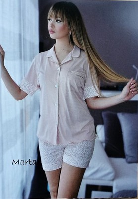 Small Secrets Women Cotton Half Sleeve Open Front Pajamas Art. Marta