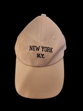 NEW YORK NY Baseball Cap Adjustable Strap White Black Print New