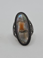 Vintage Sterling Silver 925 Abalone Flower Ring Size 6