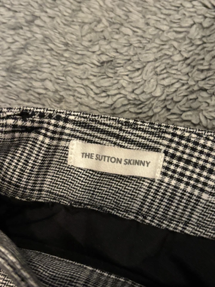 LOFT The Sutton Skinny Pants Women's 4P Petite Gray Plaid Casual Career Office - Image 3 of 4