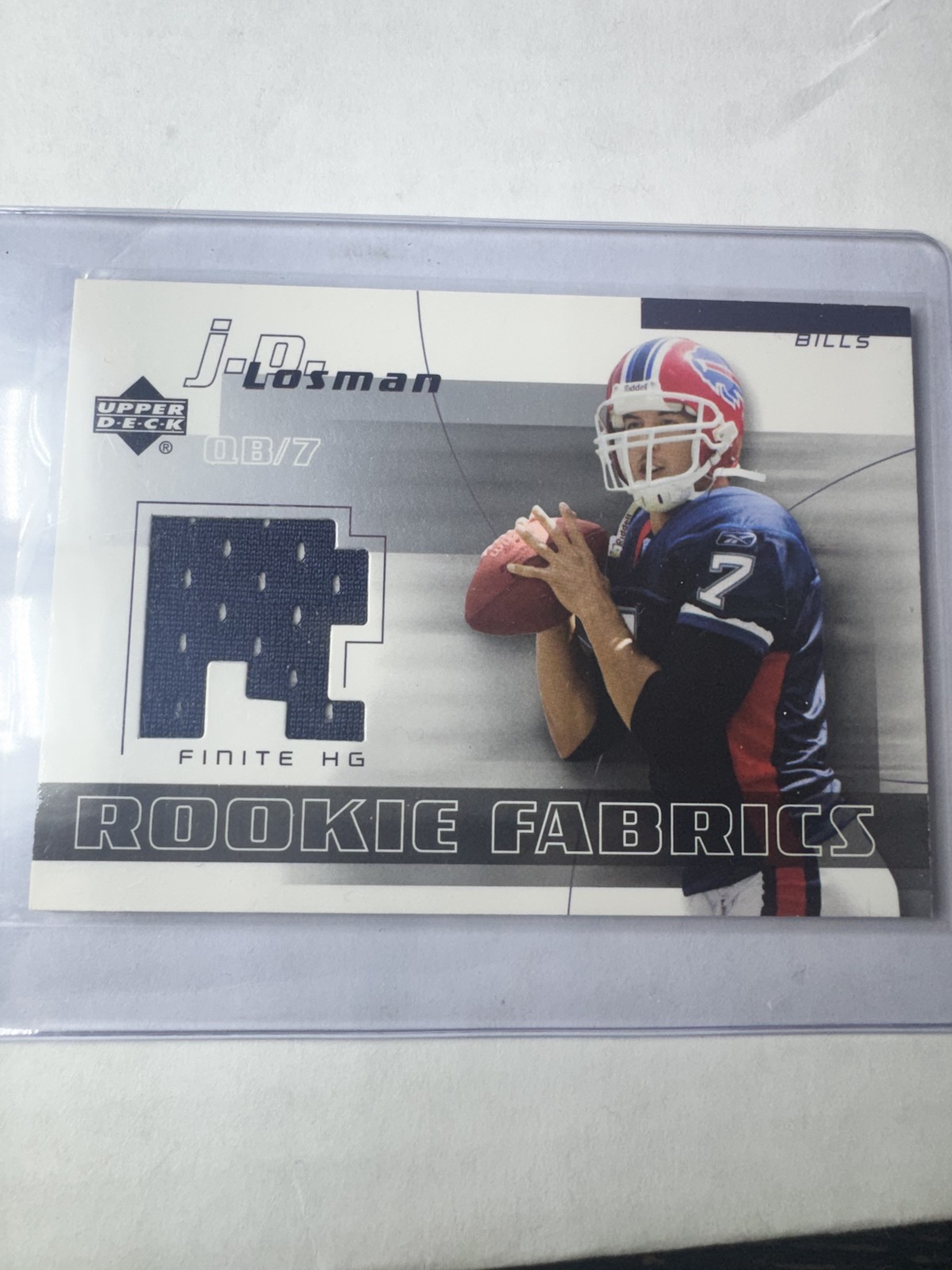 JP Losman Upper Deck Finite HG Rookie Fabrics #FFRJP Rookie Fabrics