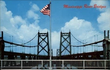 Moline Illinois Bettendorf Iowa Double Suspension Bridge Mississippi River 1970s
