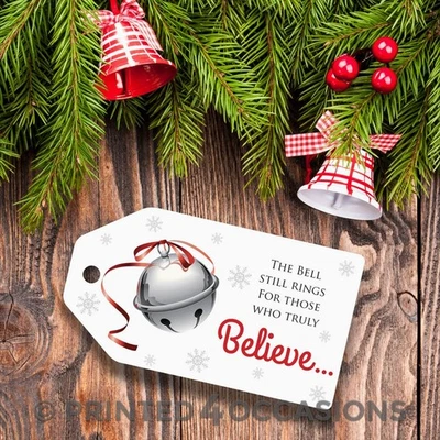 PRINTED 4 OCCASIONS Believe Bell Christmas Labels Tags Santas Key Magic Reindeer Food Snowman Soup