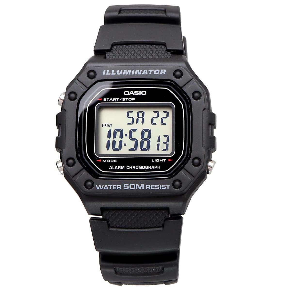 Casio W-218H-1A Digital Watch Unisex Black Cheap Casio Parim, New