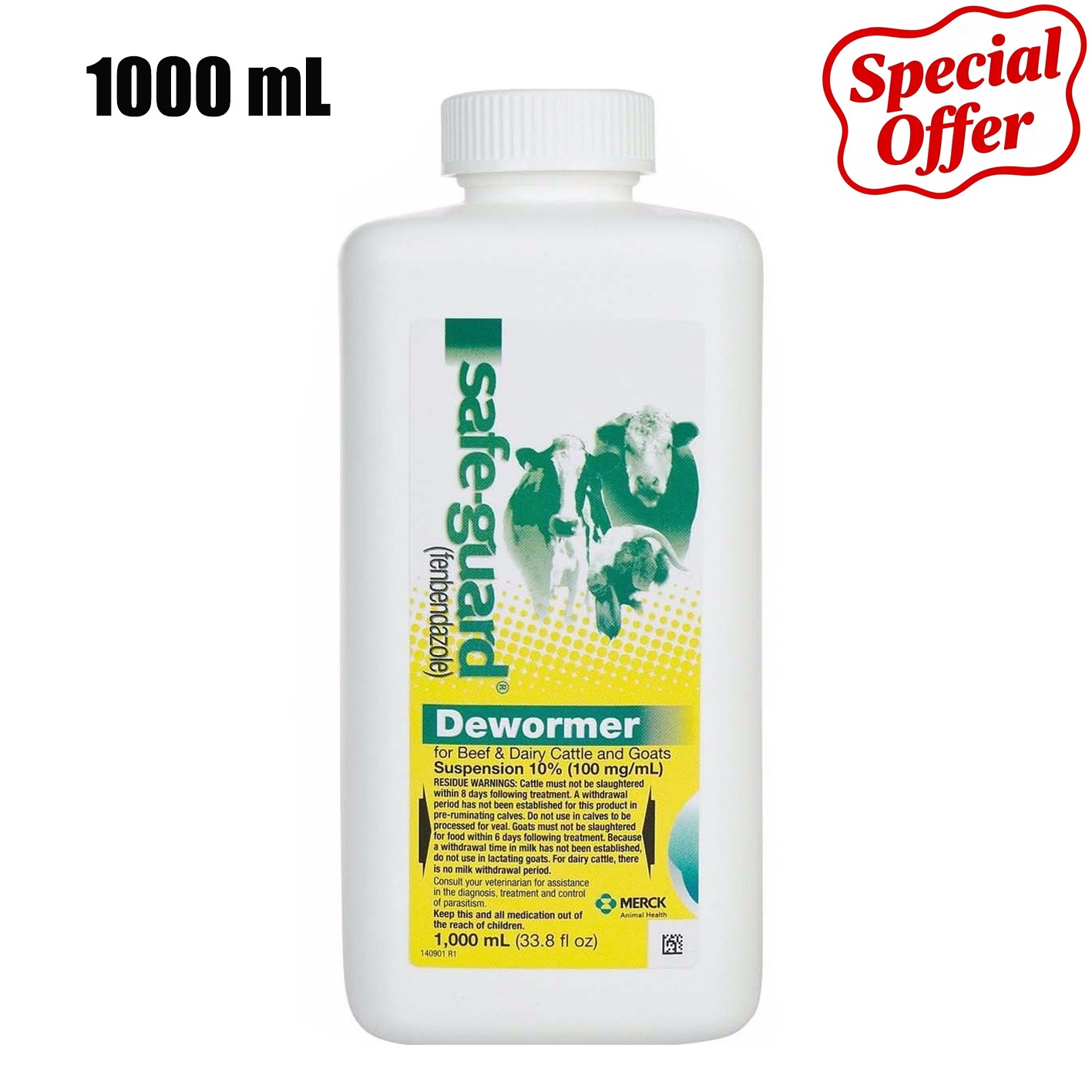 Safe-Guard Fenbendazole Dewormer 1000ml Liquid 10% 01/2027 EXP