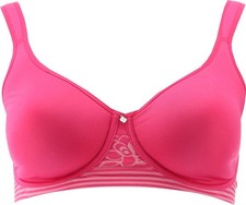 Breezies Floral Stripe Seamless Underwire T-Shirt Bra Pink Guava 38 NWOT 1118