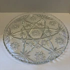 Vintage Anchor Hocking 13.5" Glass Platter Early American Prescut/ Star of David