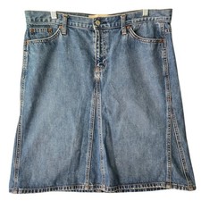 Vintage Gap Blue Denim Mini Skirt Y2K 2003 Paneled A-Line Cotton Size 14