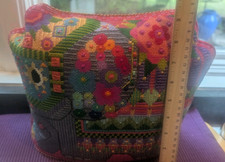 COMPLETED Elephant Needlepoint From Kit Shelf Sitter Decor Nice 
