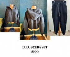 Lululemon Scuba Black Sweatsuit Set Hoodie  Track Pants Women's XS/S  4