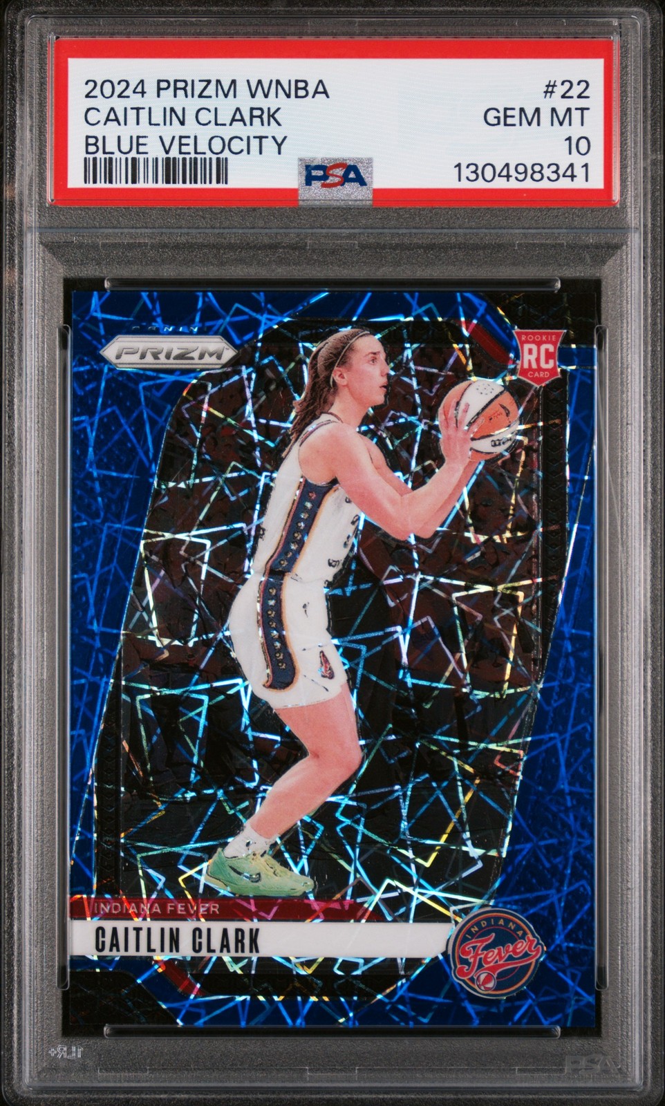 2024 PANINI PRIZM WNBA BLUE VELOCITY #22 CAITLIN CLARK PSA 10