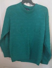 Par Four Cotton Sweater Men's Large - Vintage Made in USA - Loose Knit Green