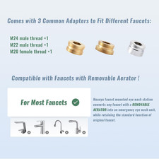 Faucet Mounted Eyewash Station 360°Rotation Emergency Eye Wash Station Sink A...