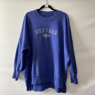 Aerie Women Periwinkle Oversized Self Care Club Crew Neck Sweatshirt Size Medium
