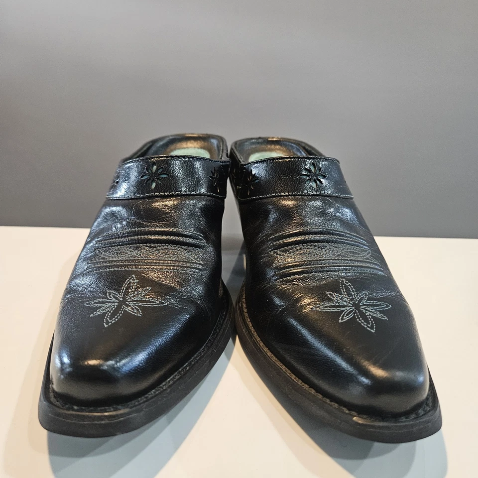 Ariat Desert Star Womens Size 7B Mules Leather Black Turquoise Western - Image 3 of 4