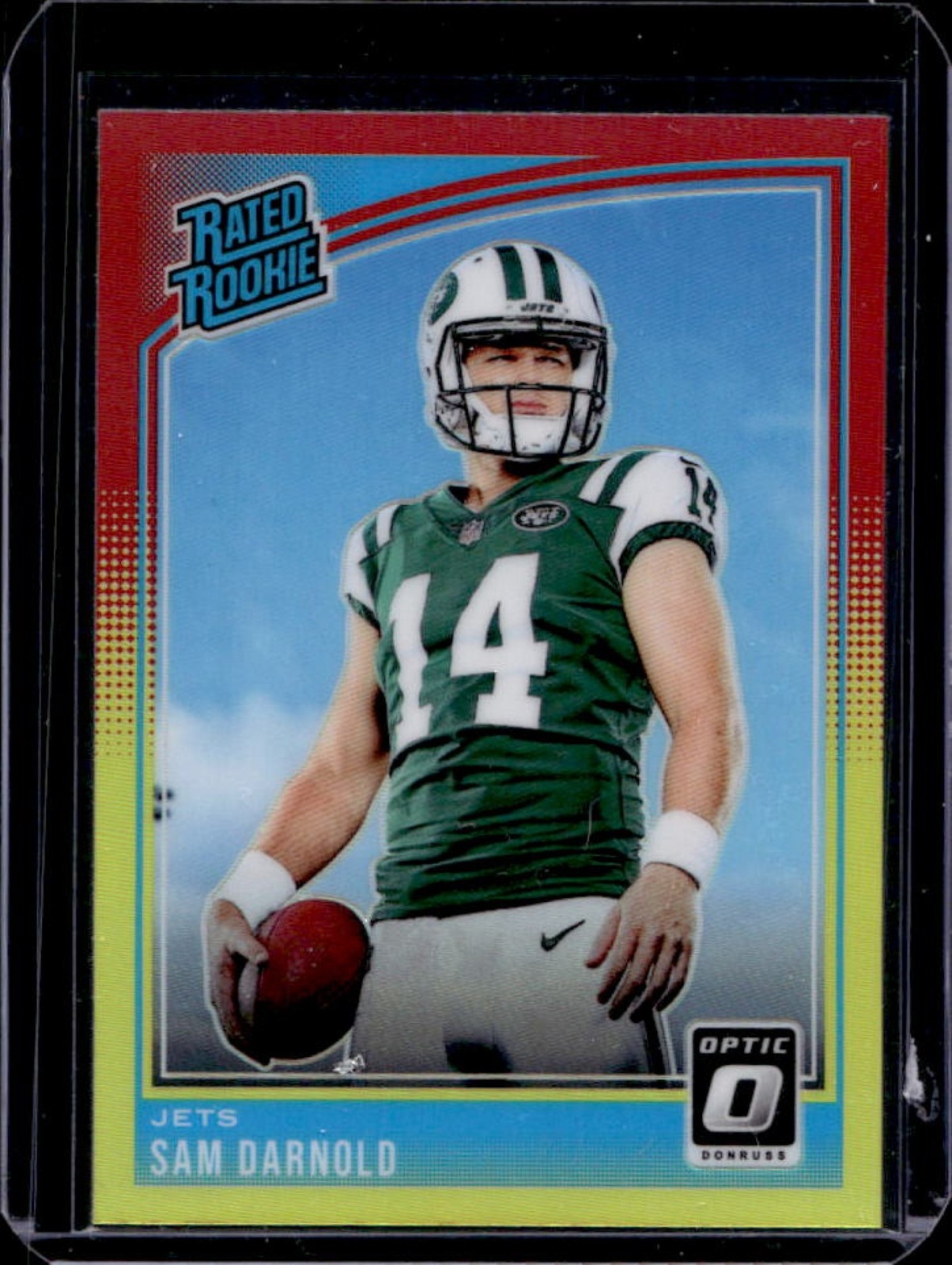 2018 Panini Donruss Optic Sam Darnold Red and Yellow Prizm Rookie RC #151 Jets