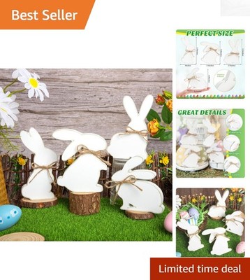Freestanding Retro Wooden Bunnies - Enhance Your Easter Table Decor - Set of 4
