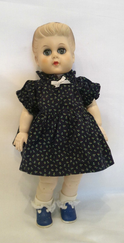 Vintage 15" One Piece Stuffed Vinyl Molded Hair Doll Super Flex Legs