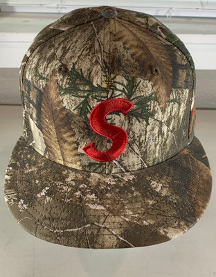 Fitted 7-5/8 New Era 59Fifty x Supreme Hat Cap Camo w/ Red S Logo