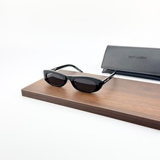 Saint Laurent SL 557 Oval Sunglasses Black Slim Retro Y2K With Box