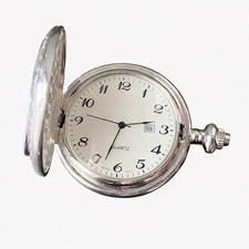 Silver-tone Quartz Pocket Watch  Dad    Working, Gift for Father, Japan Movement