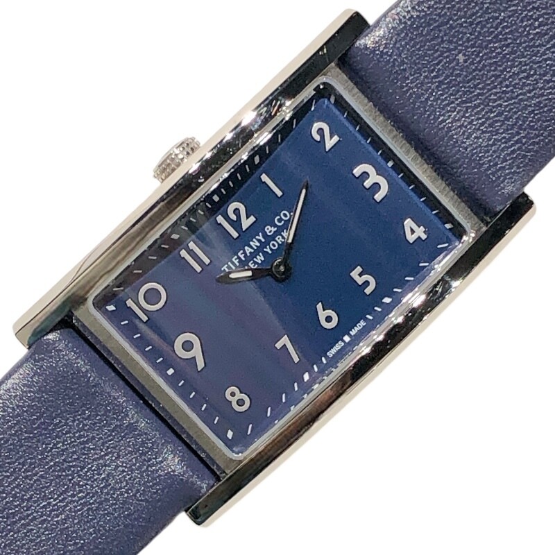 Tiffany Co. East West Mini Navy Stainless Steel Watch Women s Used