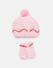 BNWT Joules Baby Bobble Hat  Mitten Glove Set Christmas 0-6 Months