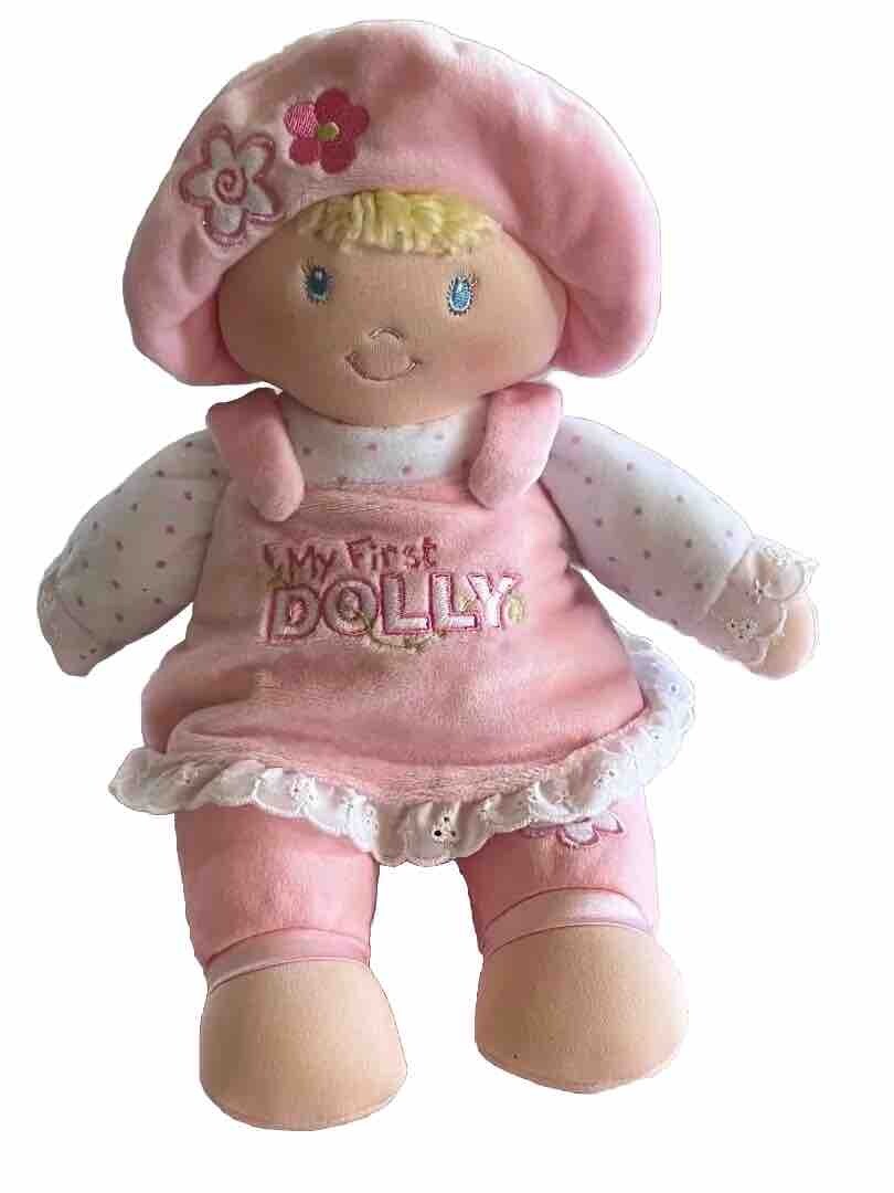 Baby Gund My First Dolly Pink Dress Hat Blonde Plush Soft Doll