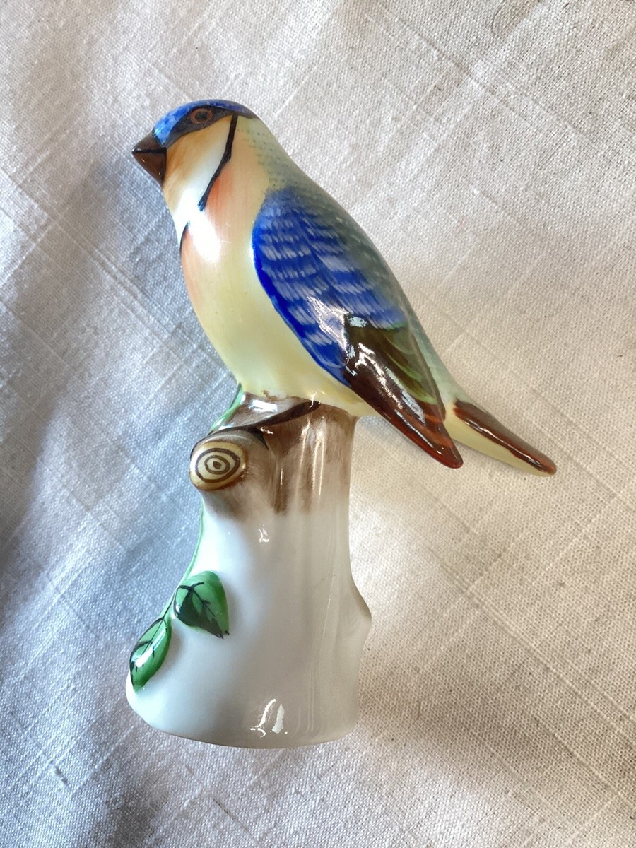 Vintage Hungarian HEREND Porcelian Hand Painted Blue Bird On Vintage Hungarian HEREND Porcelian Hand Painted Blue Bird On