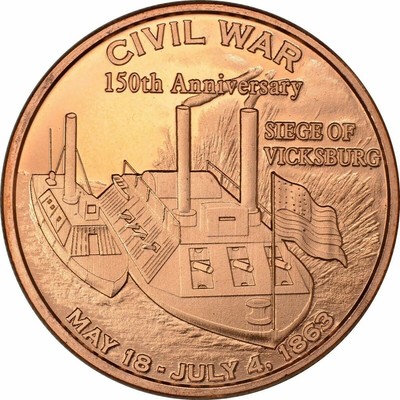 Siege of Vicksburg Civil War Series 150TH Anniversary 1oz Copper Round