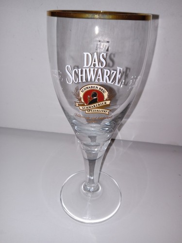 Das Schwarze Schwaben Bräu 0.3L Gold Rim Beer Glass Sohm Pilsner Vintage Germany