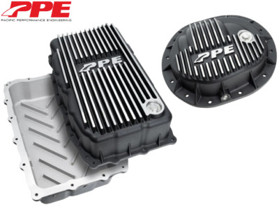 PPE Brushed Deep Transmission Pan & Rear Diff Cover For 20-24 GM 3.0L Duramax