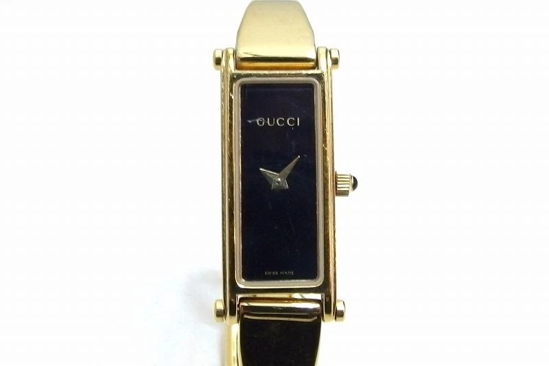 Montre suisse femme Gucci 1500L quartz cadran noir or dans sa boîte authentique #3