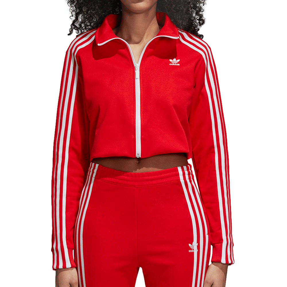 adidas cropped track jacket red