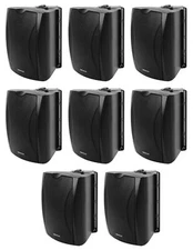 8) Rockville WET-6B 70V 6.5" IP55 Black Commercial Indoor/Outdoor Wall Speakers