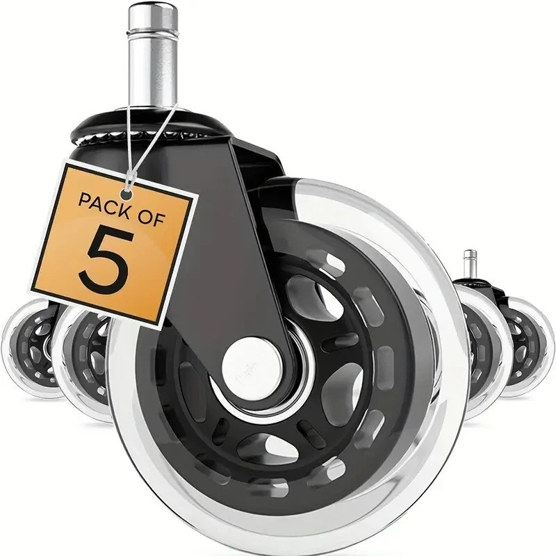 HJH OFFICE 5x 11mm Bürostuhl Rollen leise & kratzerfrei Universal Hartbodenrollen Stuhlroll