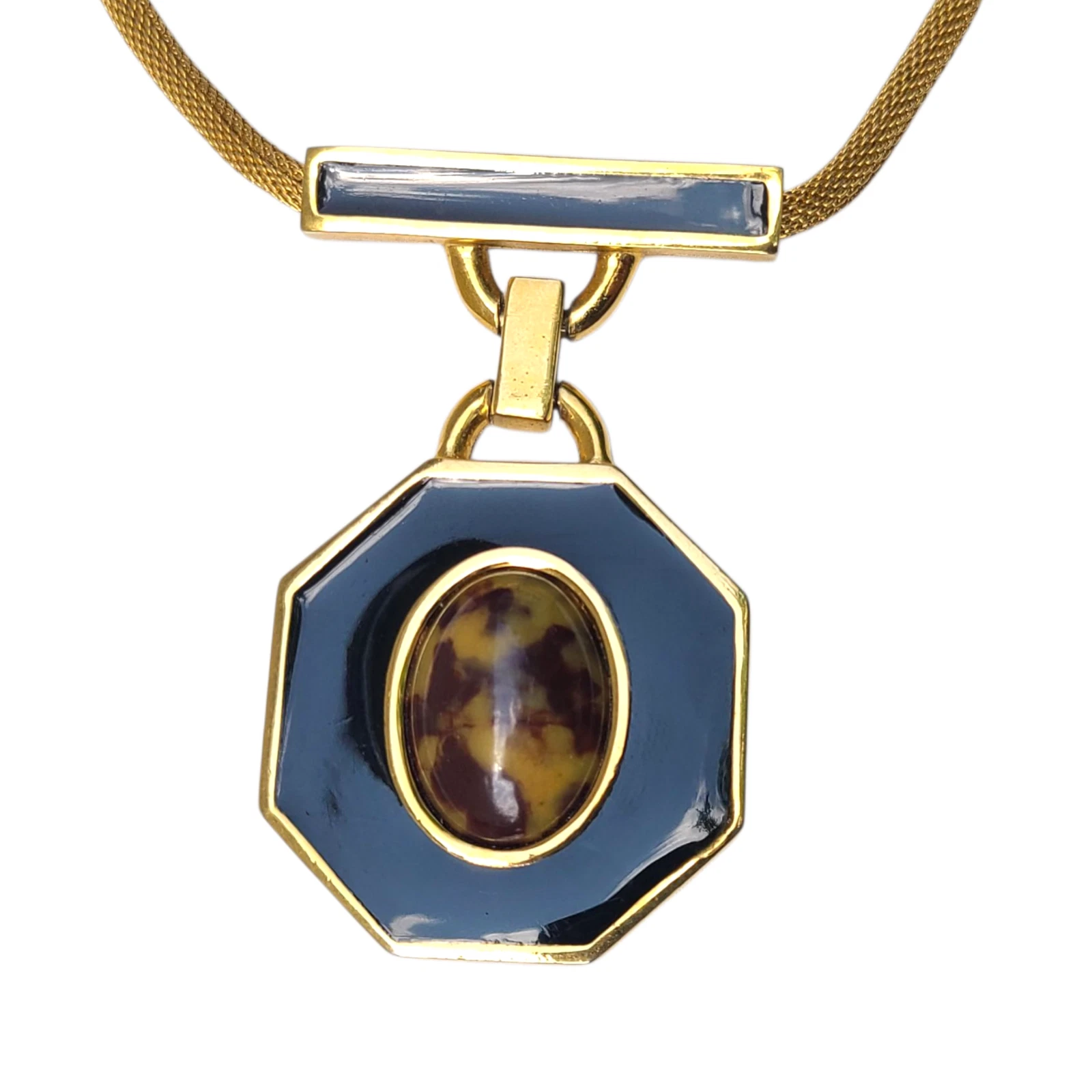 Givenchy Collana Vintage 1977 Oro Tartaruga Grossa Firmata Parigi Anni 70 Geometrica