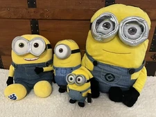 Despicable Me Minions Lot of 4 Plush Toys Including Build-A-Bear Bob 5"-14" Tall