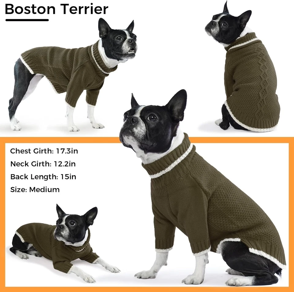 Winter Dog Sweater Coat Clothes Olive Green XL - Image 4 of 4