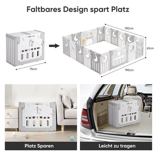 10/14/18 Stk Laufgitter Baby Laufstall Faltbar DIY Absperrgitter Krabbelgitter - Bild 49 von 59